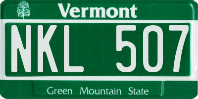 VT license plate NKL507