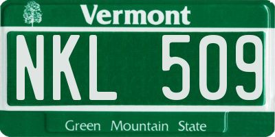 VT license plate NKL509
