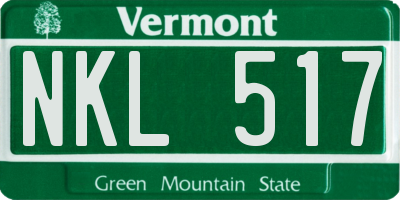 VT license plate NKL517