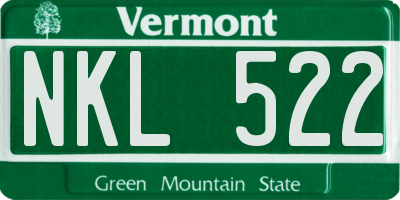 VT license plate NKL522