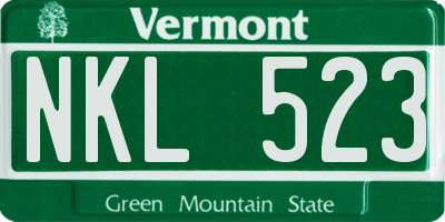 VT license plate NKL523