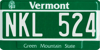 VT license plate NKL524