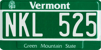VT license plate NKL525