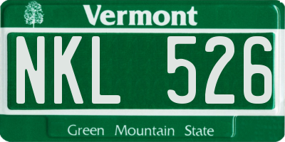 VT license plate NKL526