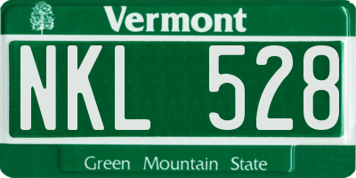 VT license plate NKL528