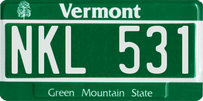 VT license plate NKL531