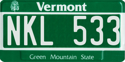 VT license plate NKL533
