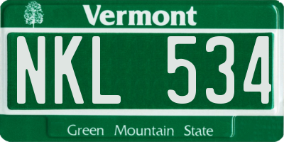VT license plate NKL534