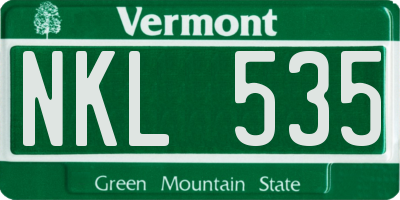 VT license plate NKL535