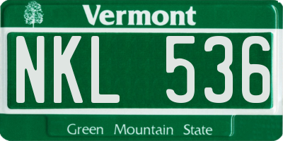VT license plate NKL536