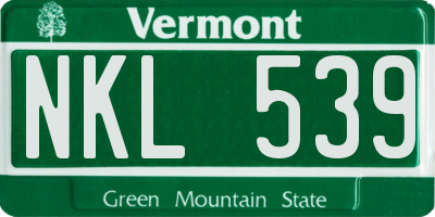 VT license plate NKL539