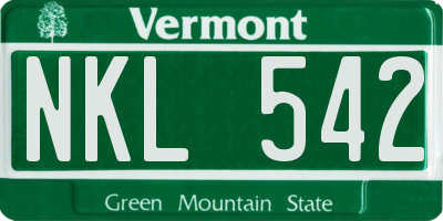 VT license plate NKL542