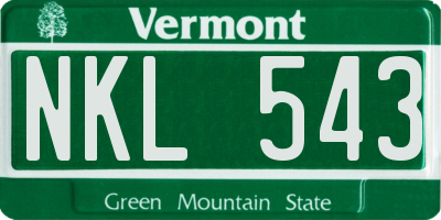 VT license plate NKL543