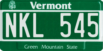 VT license plate NKL545