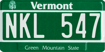 VT license plate NKL547