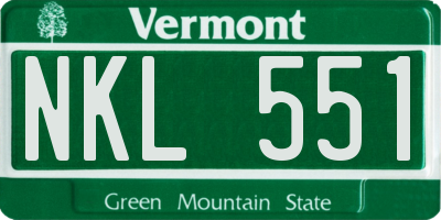 VT license plate NKL551