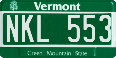 VT license plate NKL553