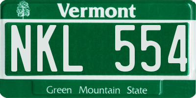 VT license plate NKL554