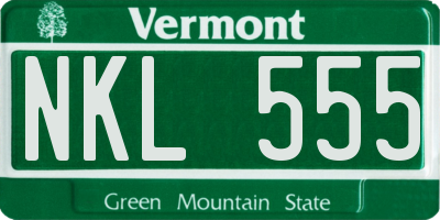 VT license plate NKL555