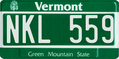 VT license plate NKL559