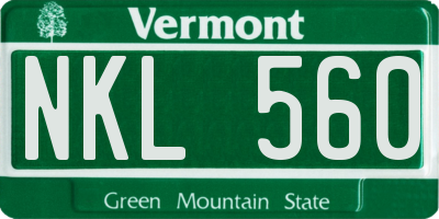 VT license plate NKL560