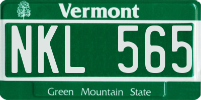 VT license plate NKL565