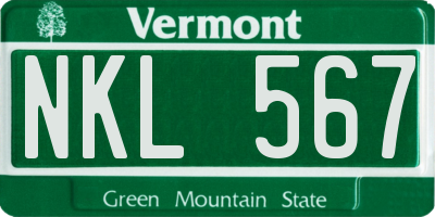 VT license plate NKL567