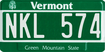 VT license plate NKL574