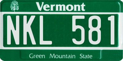 VT license plate NKL581
