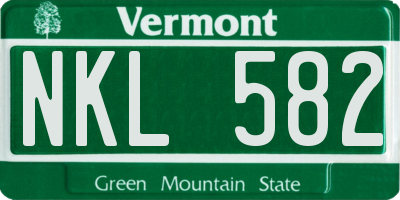 VT license plate NKL582
