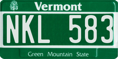 VT license plate NKL583