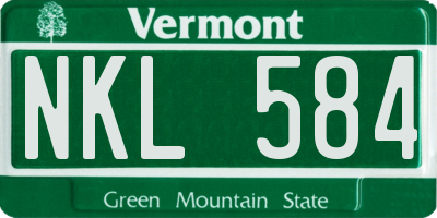 VT license plate NKL584