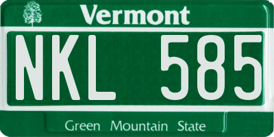 VT license plate NKL585