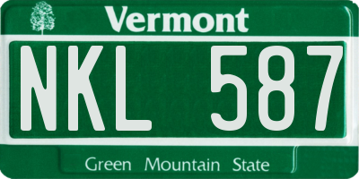 VT license plate NKL587