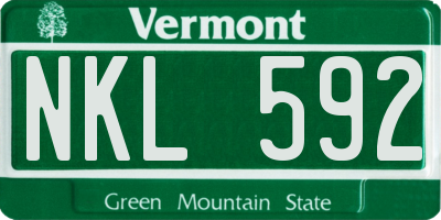 VT license plate NKL592