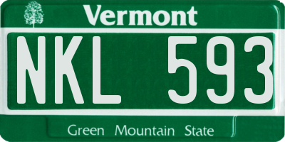 VT license plate NKL593