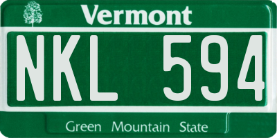 VT license plate NKL594
