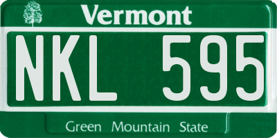 VT license plate NKL595