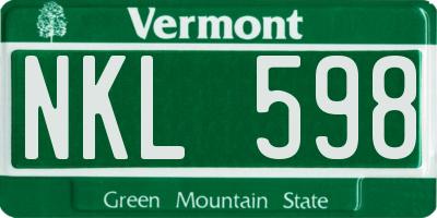 VT license plate NKL598