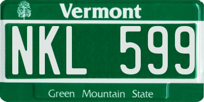 VT license plate NKL599