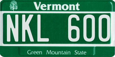 VT license plate NKL600