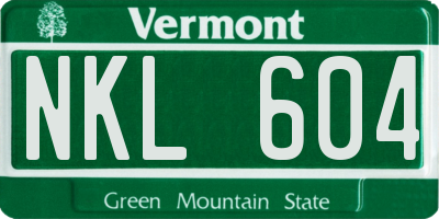 VT license plate NKL604