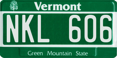 VT license plate NKL606
