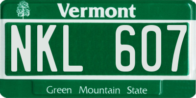 VT license plate NKL607