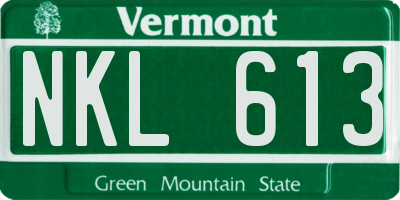 VT license plate NKL613