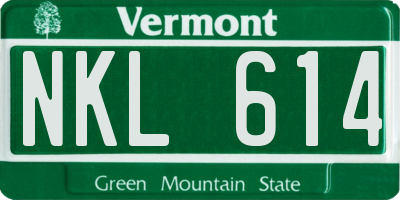 VT license plate NKL614