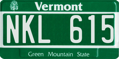 VT license plate NKL615