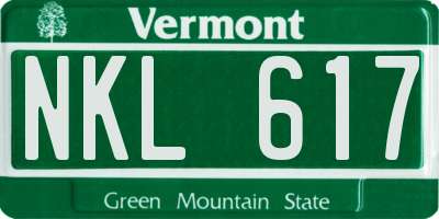 VT license plate NKL617