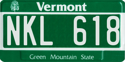 VT license plate NKL618