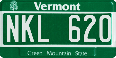 VT license plate NKL620
